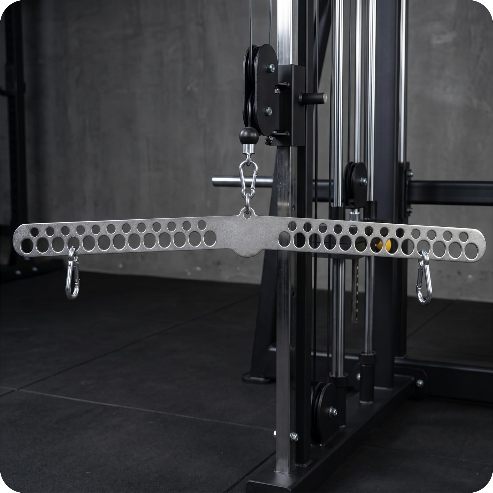 perfeclan Entrenador de Espalda Ajustable Barra de Jalón Lat Barra Perforada Accesorio de Cable Gimnasio Metal Angulado para Ejercicios de Espalda y Brazos
