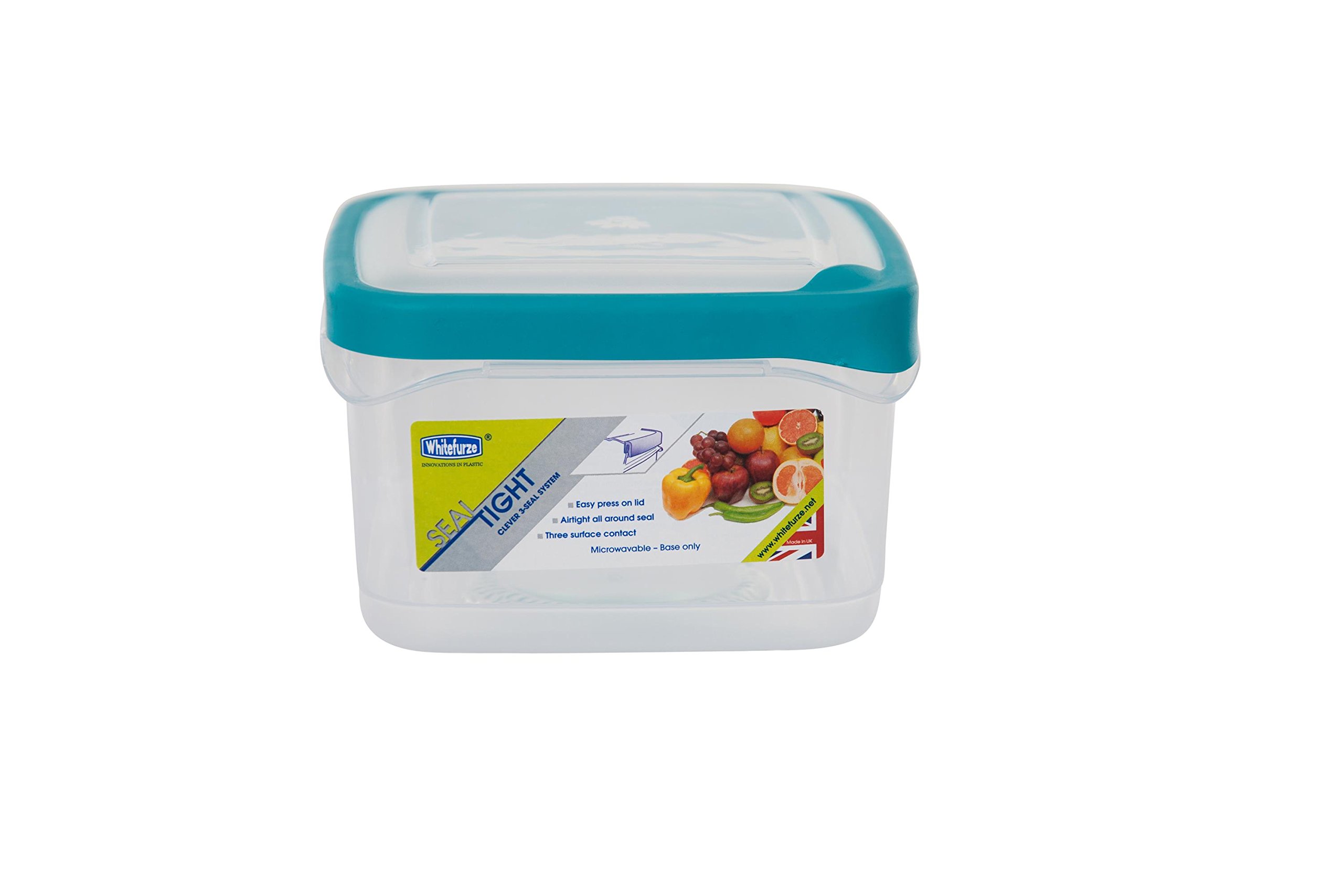 Whitefurze Teal Square Seal Tight Container, Plastic, 1.4 Litre