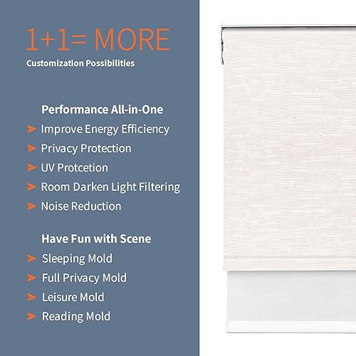 Vista 34 de Persiana enrollable doble día y noche persianas de ventana dobles Blackout y filtrado de luz Tela personalizada de tamaño personalizado Tela