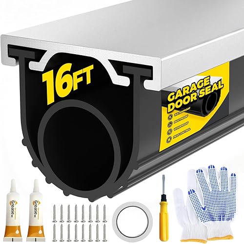 Vista 13 de Holikme Sello para puerta de garaje, kit de retención de riel de aluminio preperforado, fácil de instalar, combinación de anillo en U + O duradero