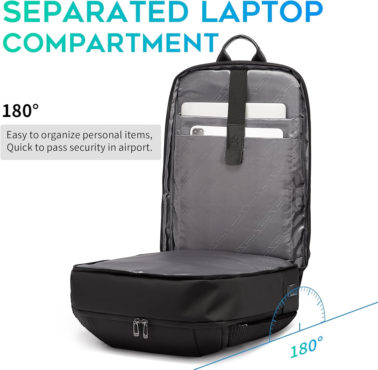 BANGE Men's Backpack for Work, Travel Laptop Backpack Fits 15.6 Inch Notebook, Business Work Backpack with USB3.0 Fast Charging Port…