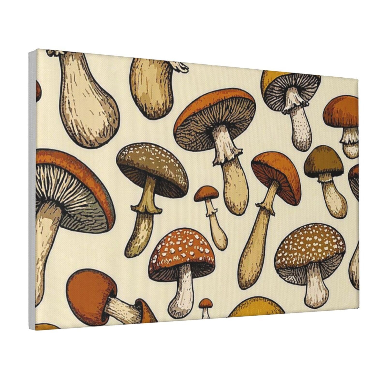 Framed Wall Art for Living Room Art Work, Funny Mushrooms Picture Prints Modern Office Wall Paintings Poster Aesthetic Wall Decorations for Home Decor Ready To Hang 16"x24"