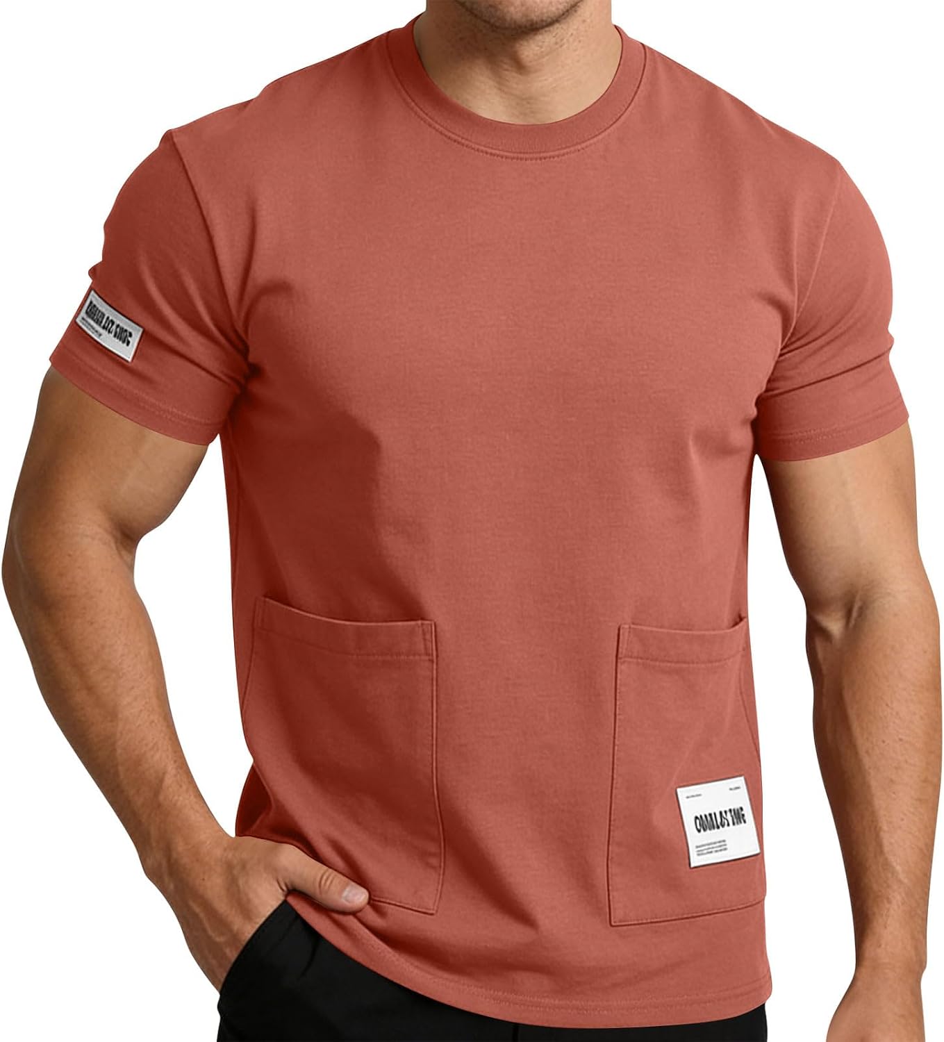 Men's T-Shirts with Pockets Summer Short Sleeve Crew Neck Casual Tees Fashion Sports Workout Comfortable Tops 2026