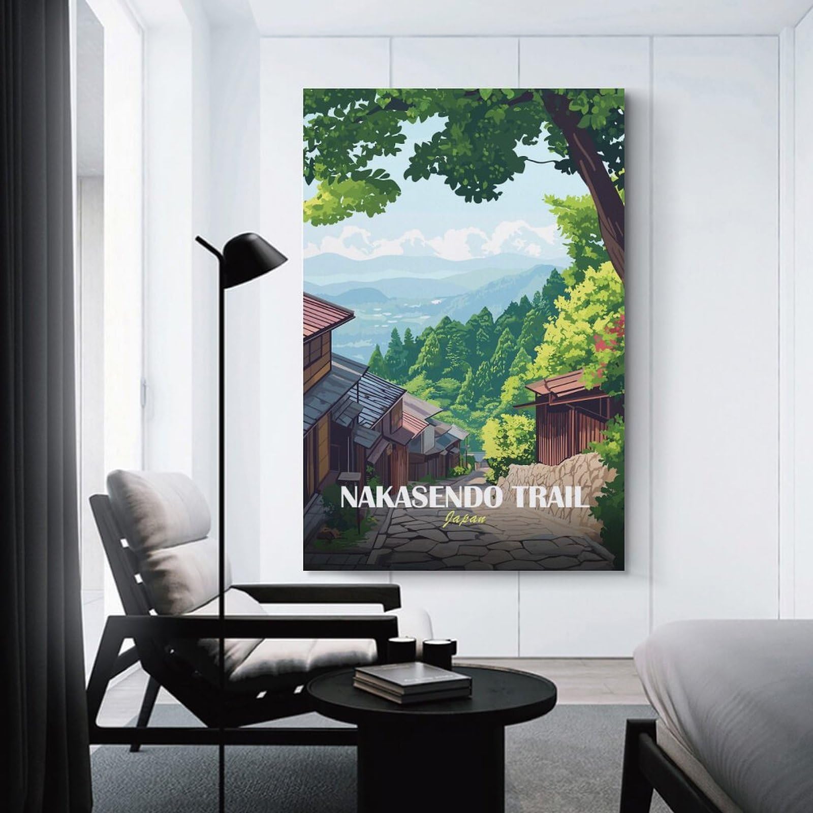 Junmoney Nakasendo Trail Japan Landscape Art Home Decor Wall Art, 24x36inch(60x90cm), for Wall Displays, Bedrooms Or Room Updates, Ideal for Building A Coordinated Art Wall