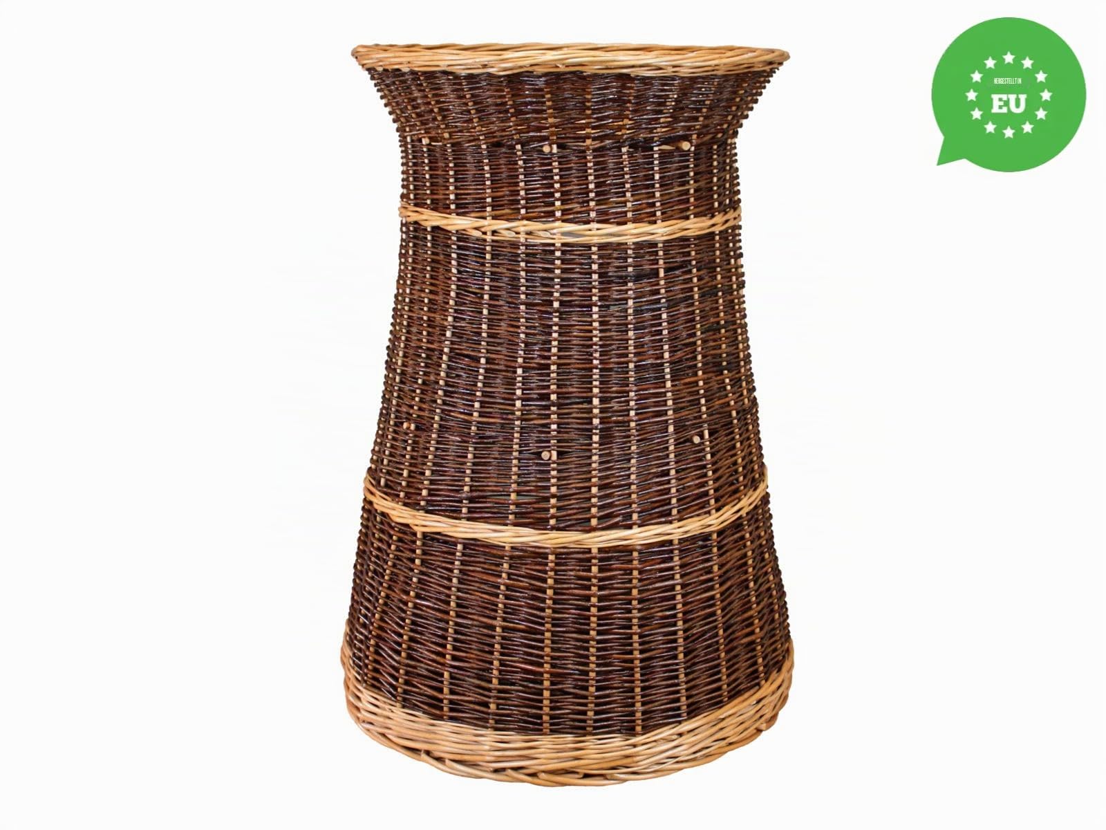 Katzenkorb zum Schlafen – Katzenhütte Indoor – Größe: 43 x 49 x 70 cm rund – Katzenhöhle aus Weide – Dreistufiges Bett für Hunde oder Katzen mit waschbaren Kissen in Ecru – Lackierter Korb