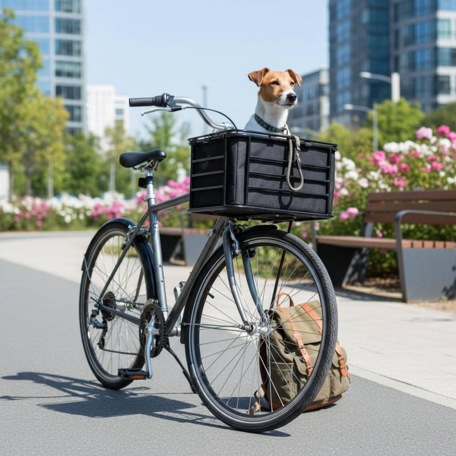 Trasportino Cane Bici Rimovibile Cestino Bici Cane Staccabile Attrezzatura Ciclistica per Ciclismo