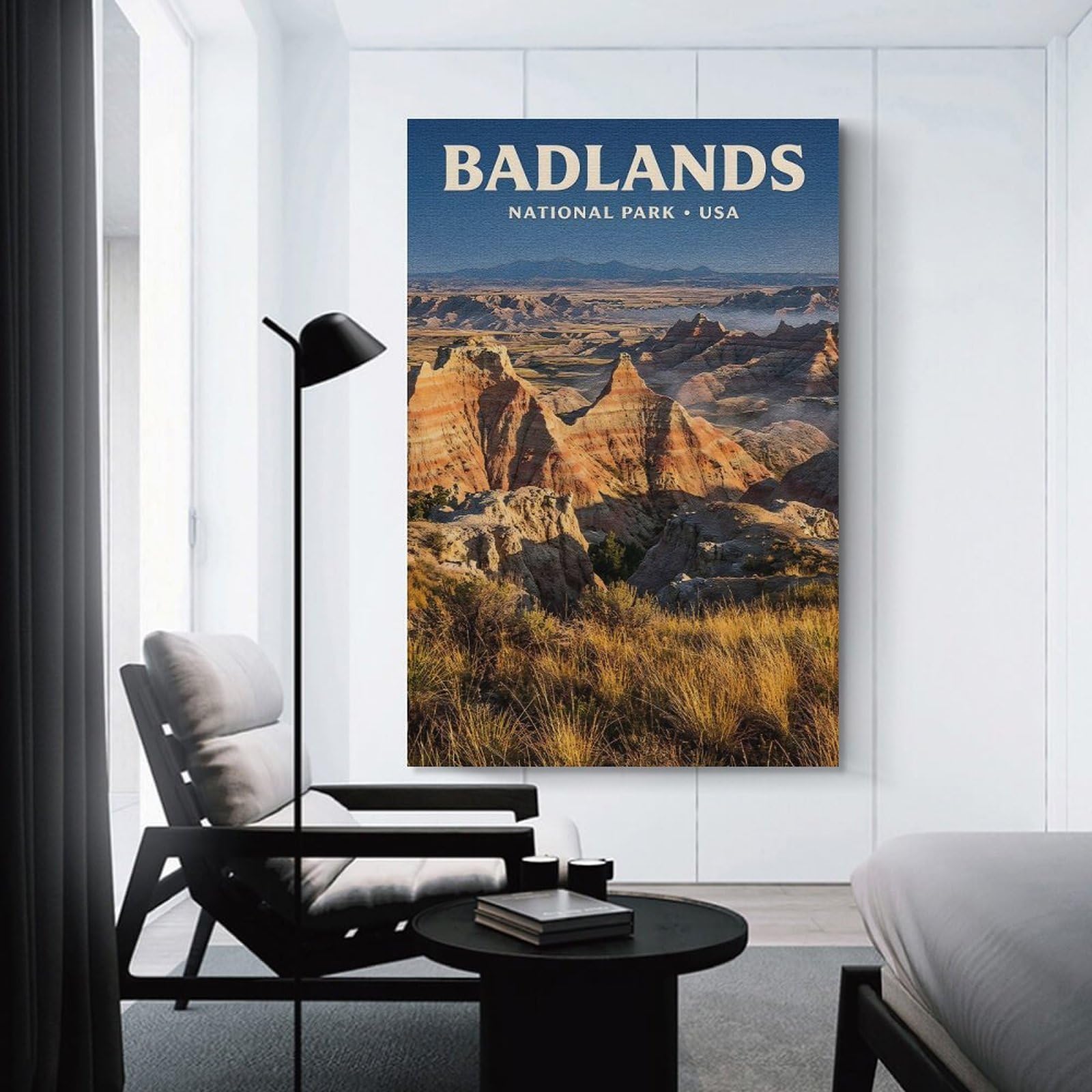 Junmoney Badlands National Park Travel Decorative Wall Artwork 20x30inch(50x75cm), for Home Lounge, Bedroom Or Reading Nook, Easy Decor for Gallery Walls