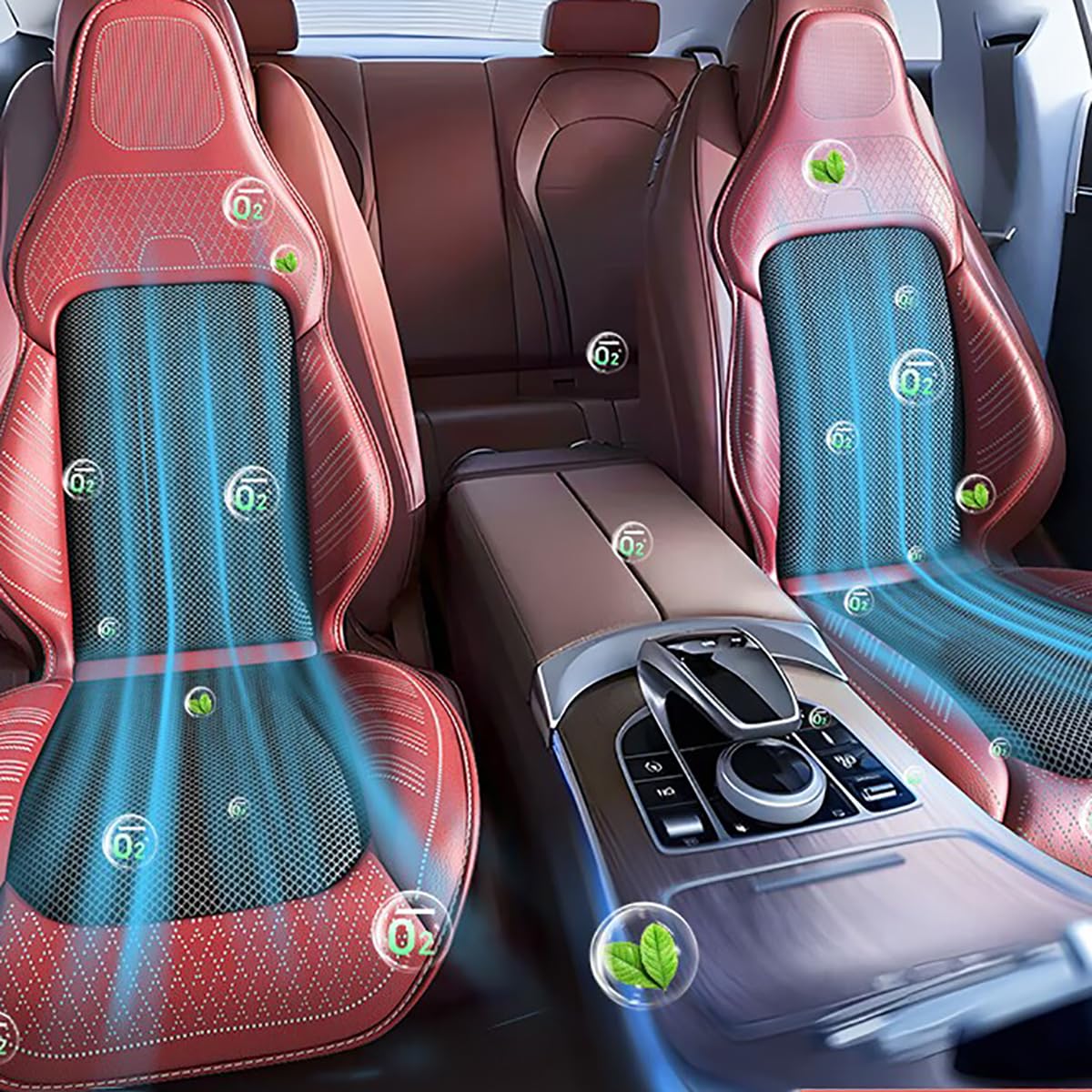 2023 Cojín de Asiento de refrigeración con purificación de Aire, sensación Corporal cómoda a 15 °C, Masaje de vibración Inteligente, 3 velocidades, protección contra sobrecalentamiento-Red