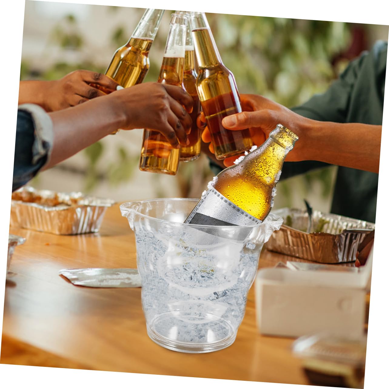 2piezas Cubitera De Acrílico para Bebidas para Fiestas y Eventos Diseño Transparente para Vino Cerveza