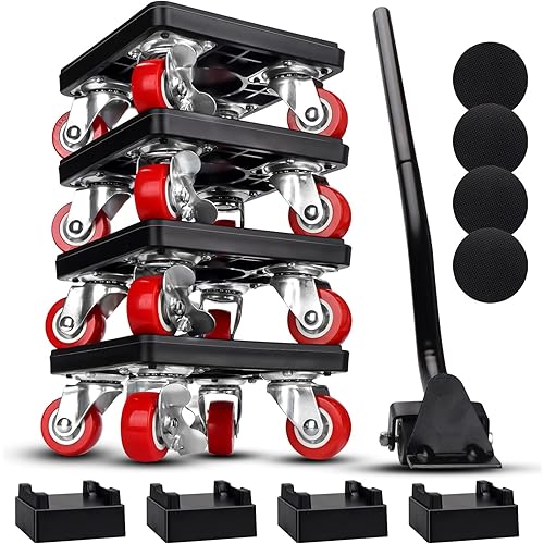 Furniture Dolly, Furniture Mover with Wheels, Furniture Lifter Set, 360° Rotation Wheels Furniture Dolly with Brake, Maximum Load 1300 Lbs, for Moving Heavy Furniture ,Refrigerator, Cabinet