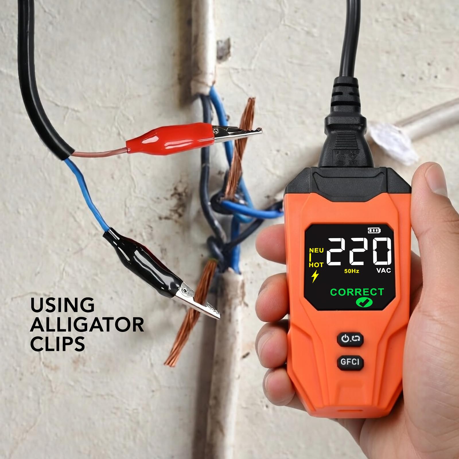 Détecteur de Disjoncteur avec Écran LCD, Testeur de Prise GFCI, Traçeur de Circuit Électrique avec Test NCV – Livré avec Sac de Rangement et Adaptateurs, Rechargeable, Mode Intelligent IA