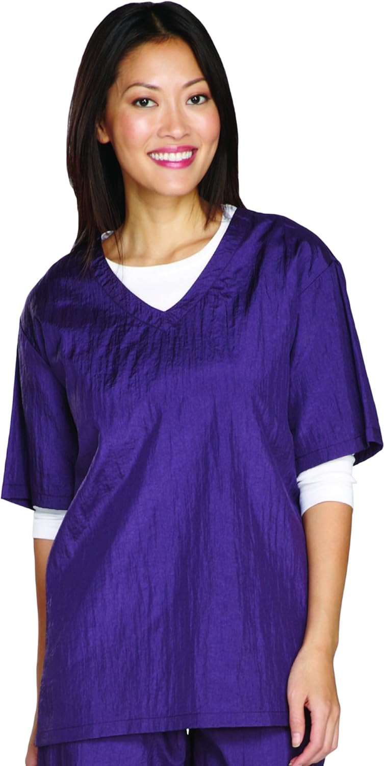 Top Performance V-Neck Grooming Smocks - Comfortable Pull-Over Nylon Tops for Professional Pet Groomers - Large, Black