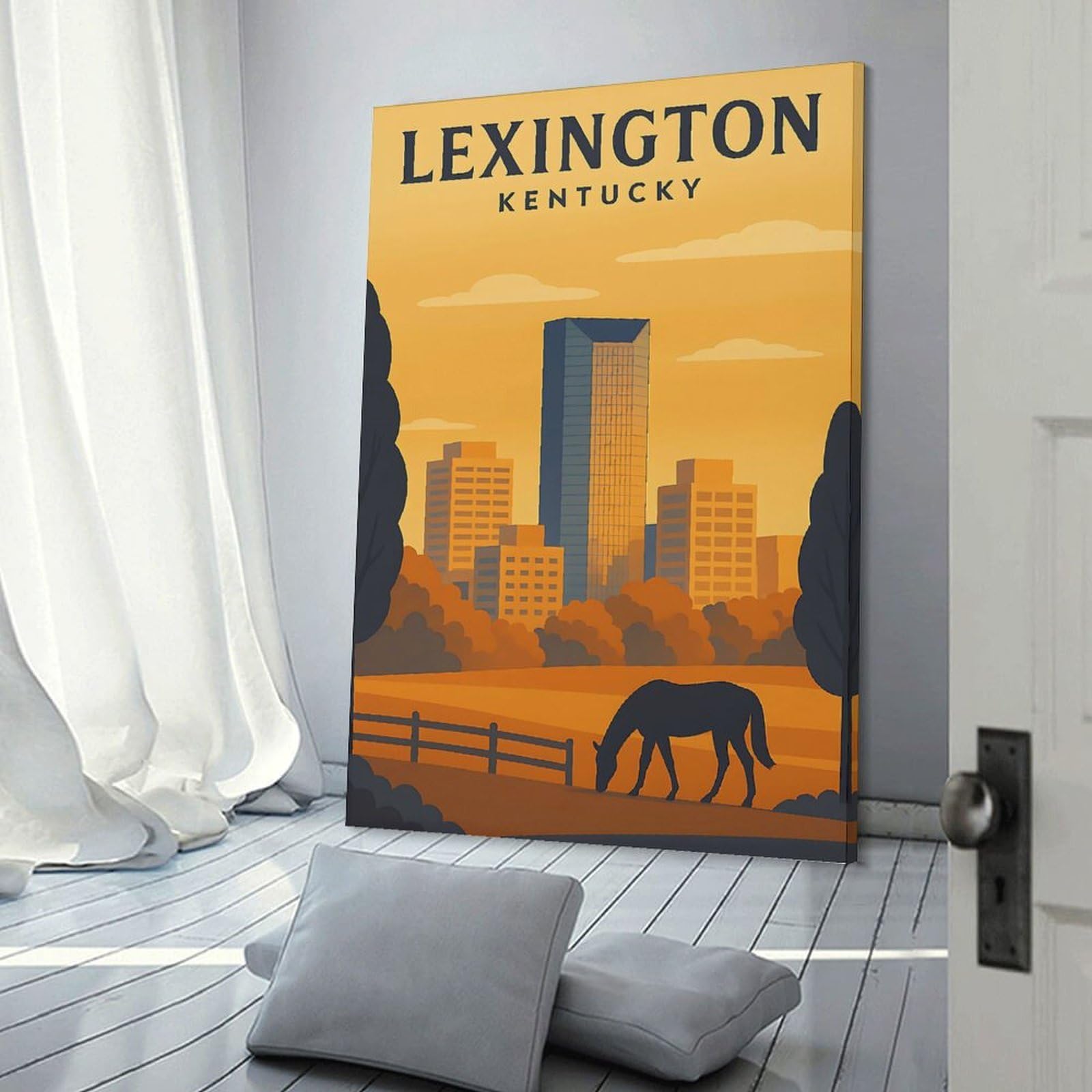 Junmoney Lexington Kentucky Travel Decorative Wall Artwork, 16x24inch(40x60cm), for Corridors, Hallways Or Apartment Entries, Home Artwork for First Impressions