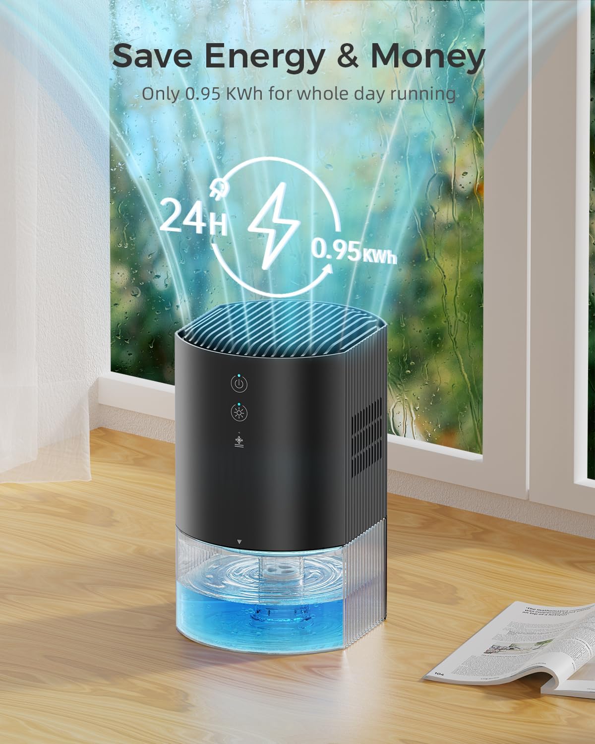 Small Dehumidifiers for Bathroom, Bedroom, Dorm Room, Home, RV, Closet, Wardrobe, Office, Portable Dehumidifier with Auto Shut Off, Auto Defrost, Colorful Light, Ultra Quiet, Energ...