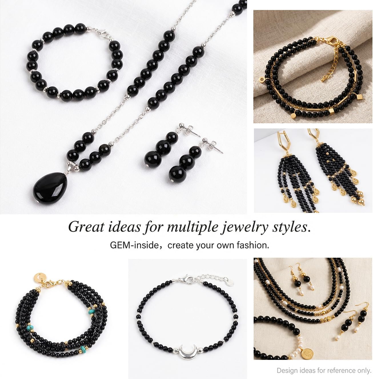 GEM-Inside 2mm Black Agate Gemstone Loose Beads Round Small Beads Strand 190-200 Pcs for Jewelry Making 15" - Image 4