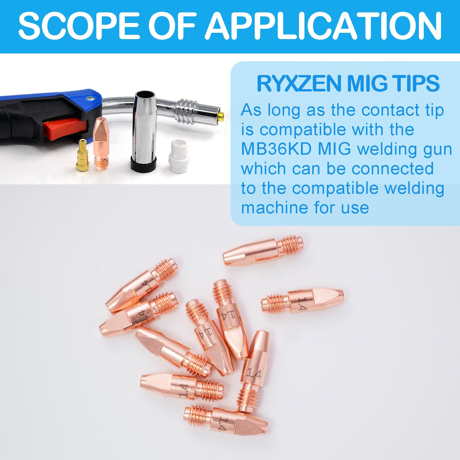 RYXZEN 10x Schweißdüsen 1.0mm M8 - Kupfer Kontaktspitzen Für MIG MAG Schweißbrenner
