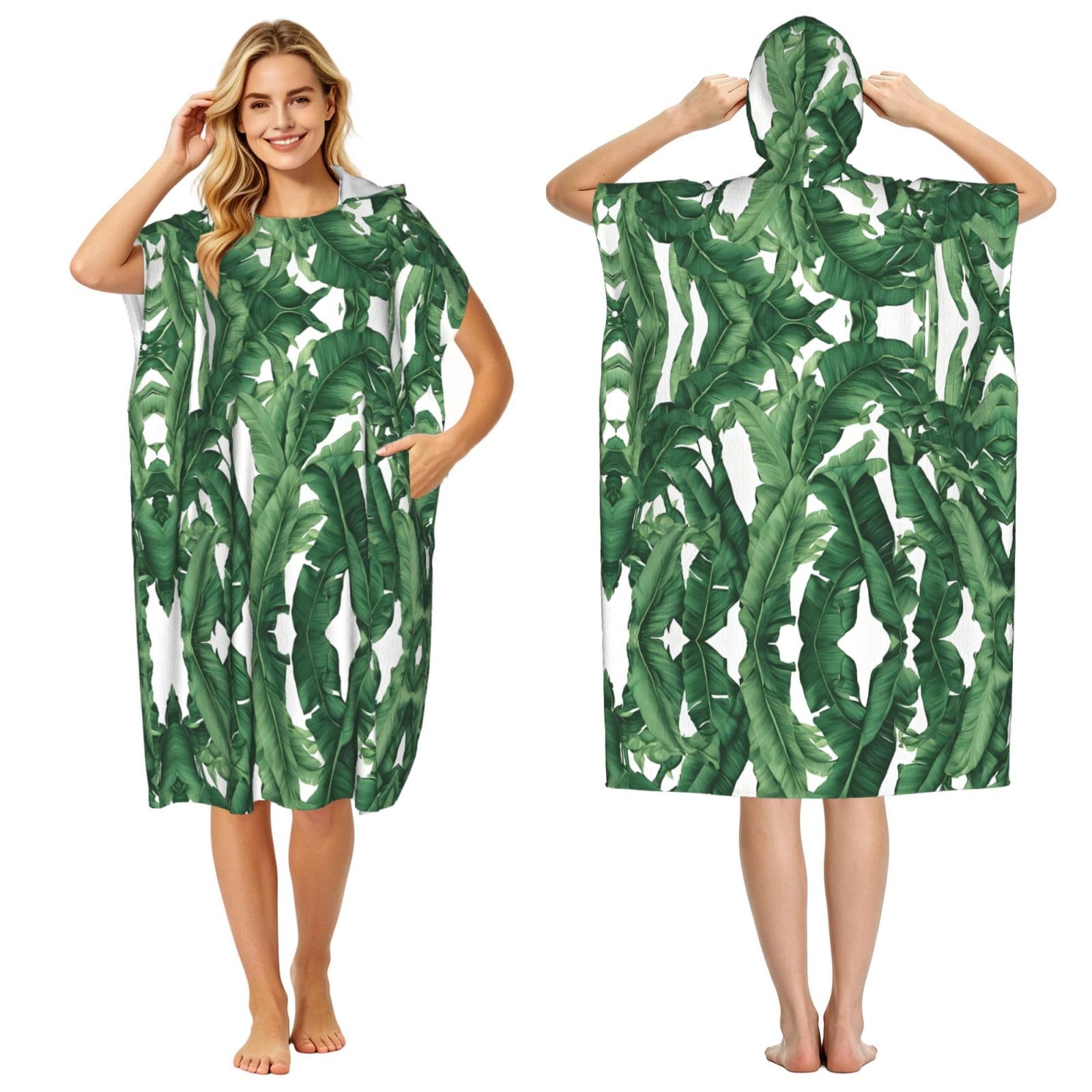 Peignoir à capuche compact pour se changer sur la plage, poncho de piscine unisexe anti-froid