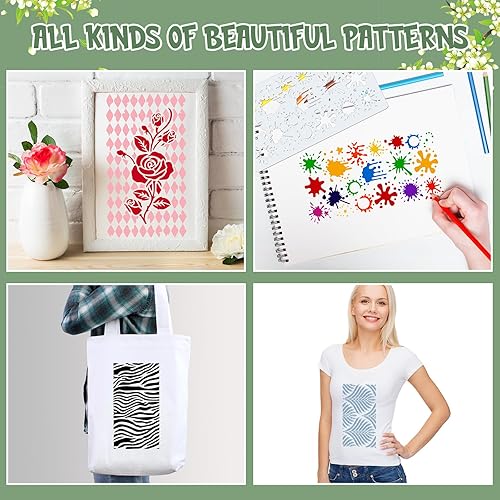 Vista 11 de Marspark 20 plantillas de flores silvestres para pintura, plantillas de pared de flores, plantillas de primavera reutilizables, dibujo de PET