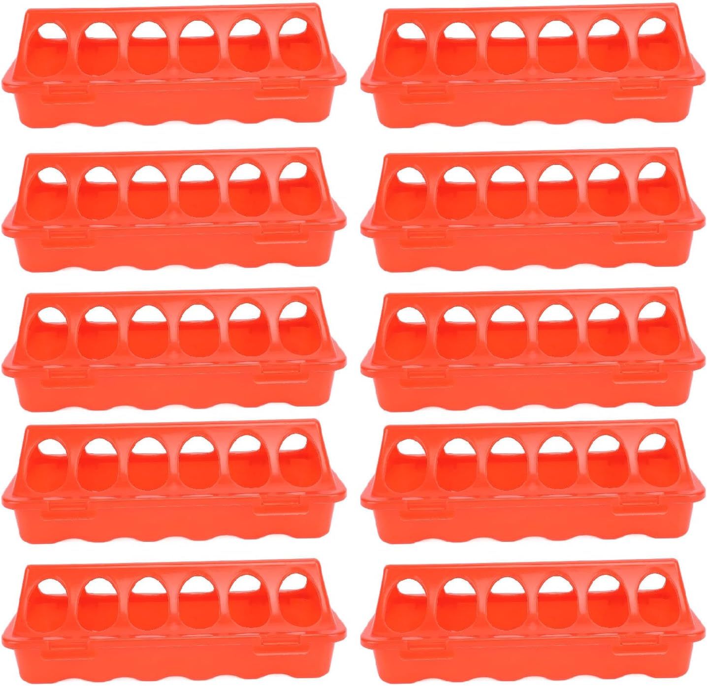 10 Set Flip Top Chick Feeder Waterer Plastic Quail Small Poultry Feeding Tray 12 Trough Dish Dispenser for Chicken Duck