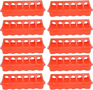 10 Set Flip Top Chick Feeder Waterer, Plastic Quail Small Poultry Feeding Tray, 12 Trough Dish Dispenser, for Chicken Duck