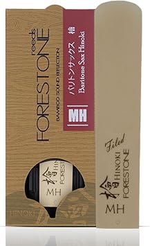 Forestone Hinoki Synthetic Baritone Saxophone Reed Calcium-Enriched Bamboo Fiber Blend American Unfiled Cut for Natural Feel,Expressive Tone Lively Response Long Lasting Made in Japan Medium HardMH