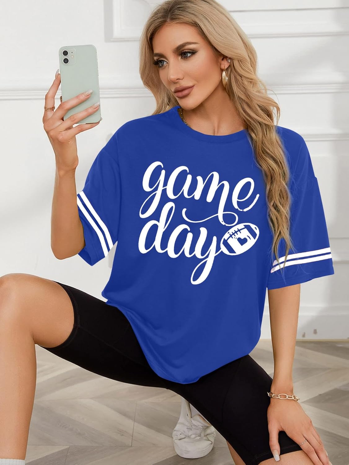 Game Day T Shirts Women Football Graphic Tee Funny Cute Competition Tshirt Casual Short Sleeve Tee Tops - Image 6