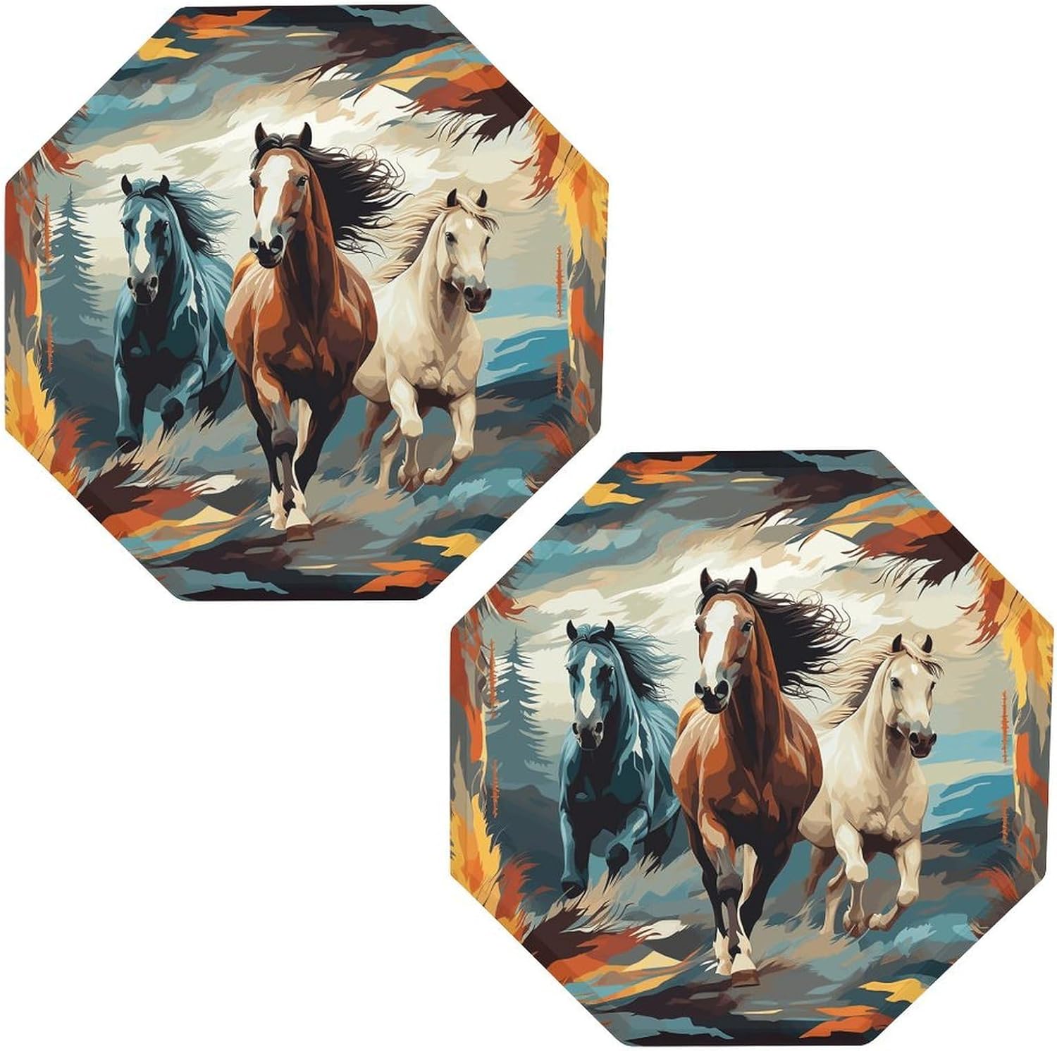 Ctagon Metal Sign for Home, Modern Display Plate for Kitchen, A Pattern with Horses As A Background Plates Accent Hanging Wall Decorations 3PCS for Living Room, Bedroom, Hallway, Hotel
