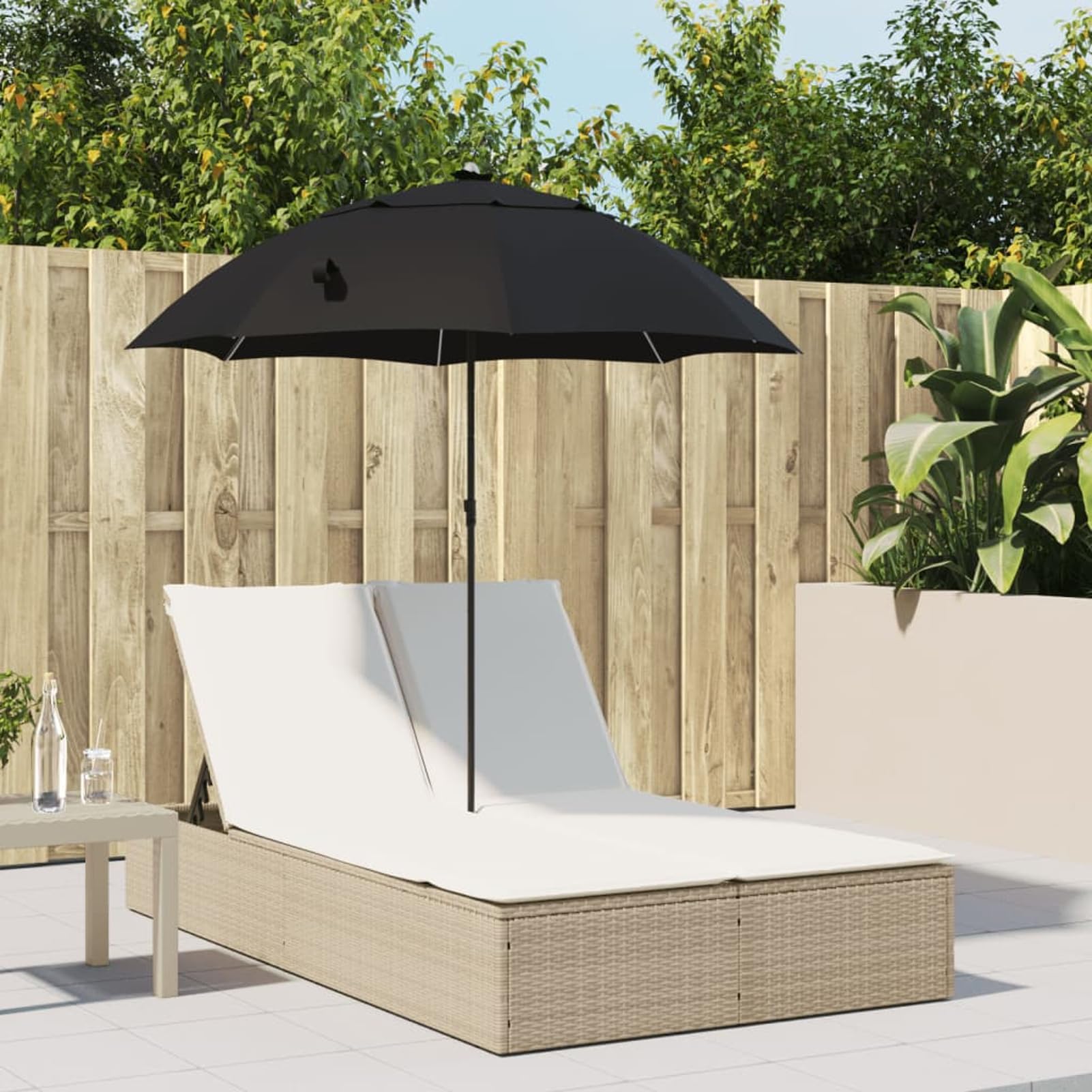 Lit de piscine double polyrotin beige canapé-lit de jardin Homgoday