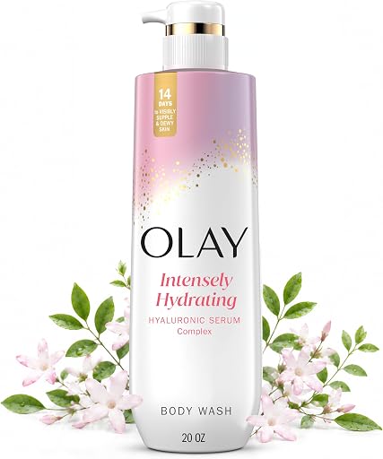 Olay Body Wash for Women, Intensely Hydrating, Hyaluronic Acid Serum Complex, Renews Moisture, Free of Parabens & Phthalates, Vitamin B3 Lameller Technology, For All Skin Types, 20 fl oz