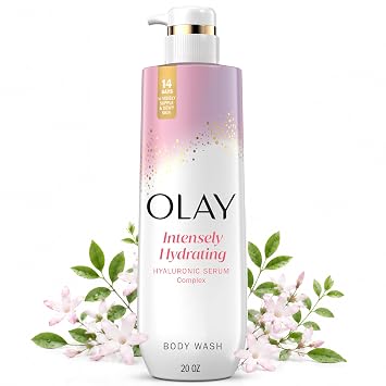 Olay Body Wash for Women, Intensely Hydrating, Hyaluronic Acid Serum Complex, Renews Moisture, Free of Parabens & Phthalates, Vitamin B3 Lameller Technology, For All Skin Types, 20 fl oz