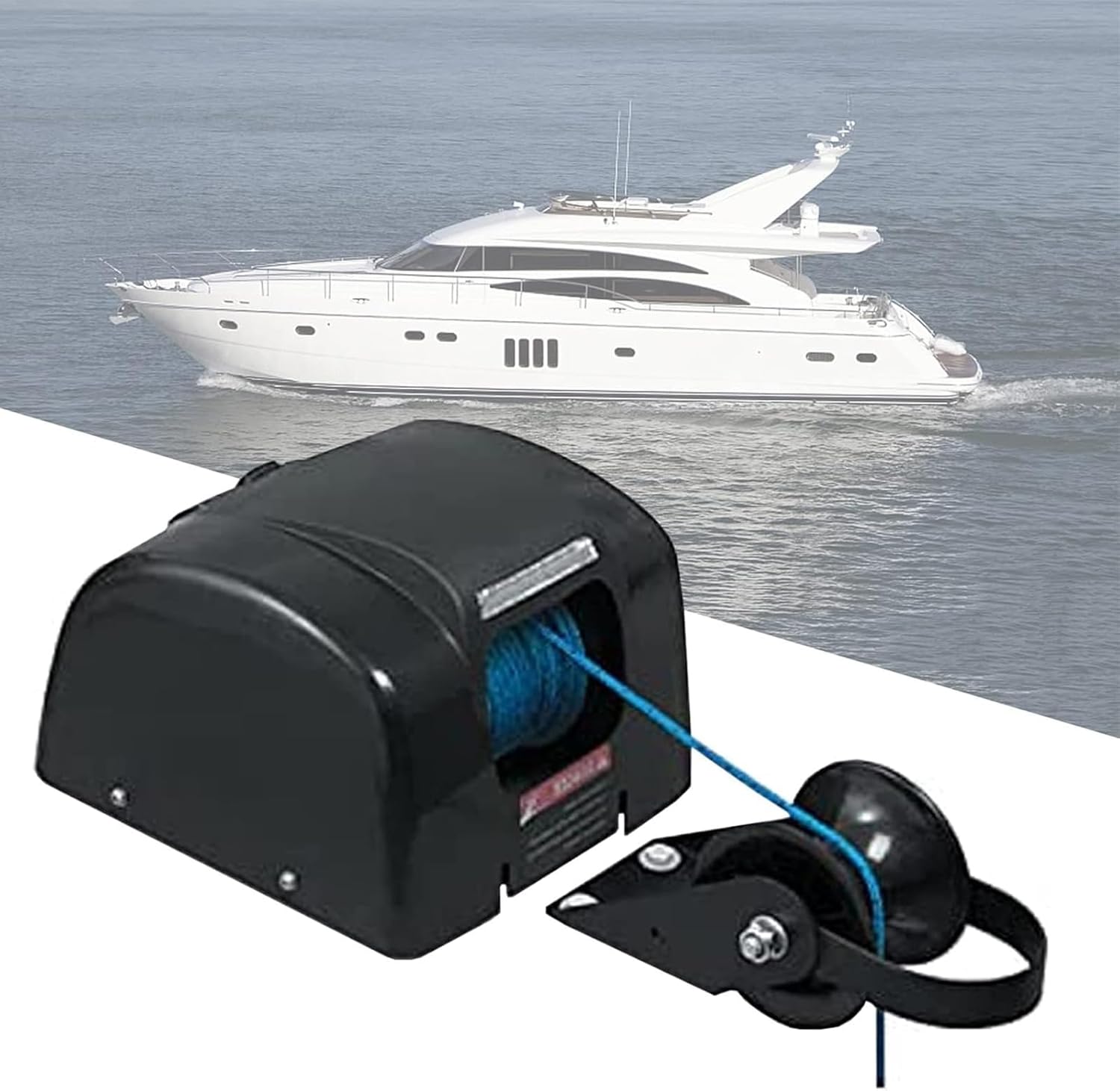 12V 45lbs Electric Boat Anchor Winch with Remote Control, 100ft Nylon Rope,for Saltwater Fishing and Pontoon Boats Anchor Windlass Kit