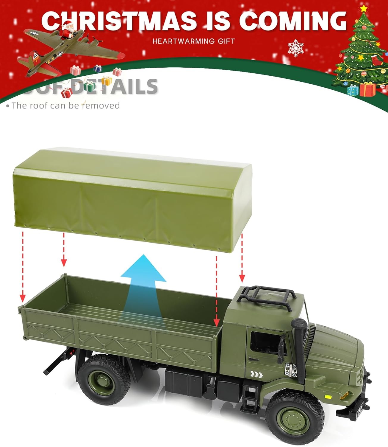 1/36 Unimog U1300 Transport Vehicle Car Die-cast Metal Model Kit Military Unimog Truck Miniature Military Multifunctional Car Model for Adults Collection or Gift