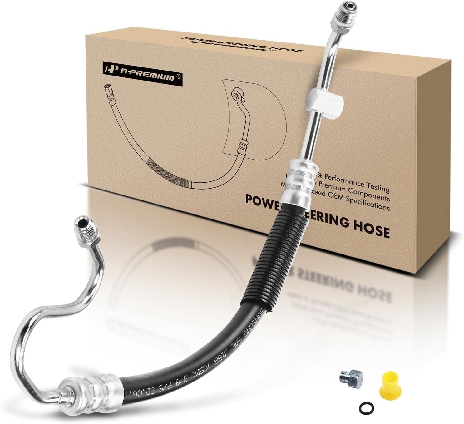 A-Premium Power Steering Pressure Line Hose Assembly Compatible with Ford F-150 1993-1996, F-250 1993-1997, F-350 1993-1997, Bronco 1993-1996, 5.0L 5.8L, with O-ring, Pump to Rack/Gear