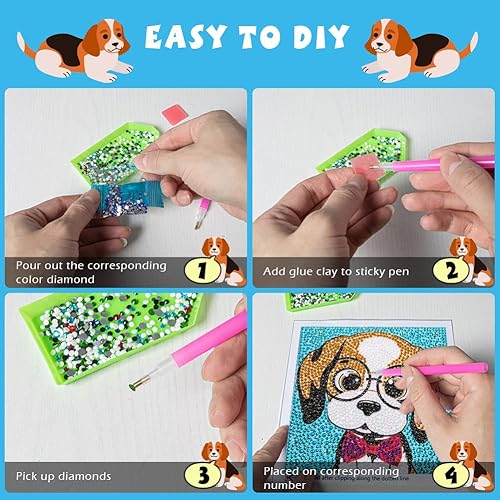 Miniatura 3 de Labeol Kit de arte de diamantes 5D para niños con marco de madera, arte y manualidades para niños de 6 a 8 años, 10 a 12 años, kit de pintura por