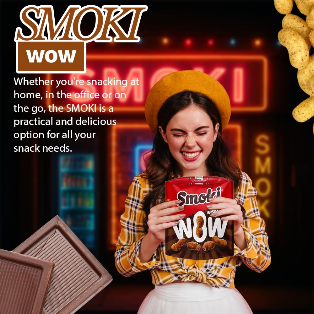 27 PCS Smoki WOW Schokolade – Unwiderstehliche Milchschokolade mit Erdnuss- & Maisgrießfüllung, 35% Kakao (SMOKI WOW Chocolate 70g (Pack of 27))