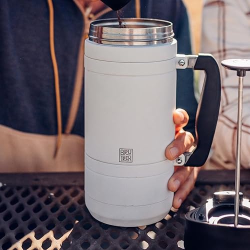 Miniatura 3 de BruTrek Basecamp Prensa de Café - Acero inoxidable con aislamiento al vacío de doble pared - Tecnología Bru-Stop, sin residuos en el café, tapa a