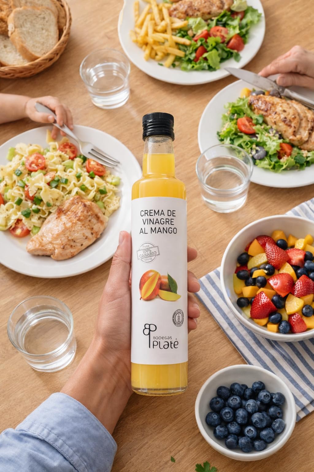 Platé Crema de Vinagre de Mango 250 ml | Aderezo tropical, dulce y natural | Ideal para ensaladas, pescados y platos creativos | Elaborado en Canarias, vegano y sin gluten