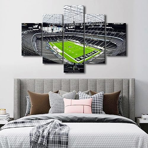 Vista 132 de Cuadros de estadios deportivos de fútbol americano de Minnesota, cuadros de vikingos, 5 paneles, lienzo para pared, arte de pared del estadio