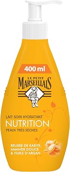 Le Petit Marseillais Moisturising care milk for very dry skin 400 ml pump bottle - body milk with shea butter, sweet almond and argan oil - 24 hours skin comfort