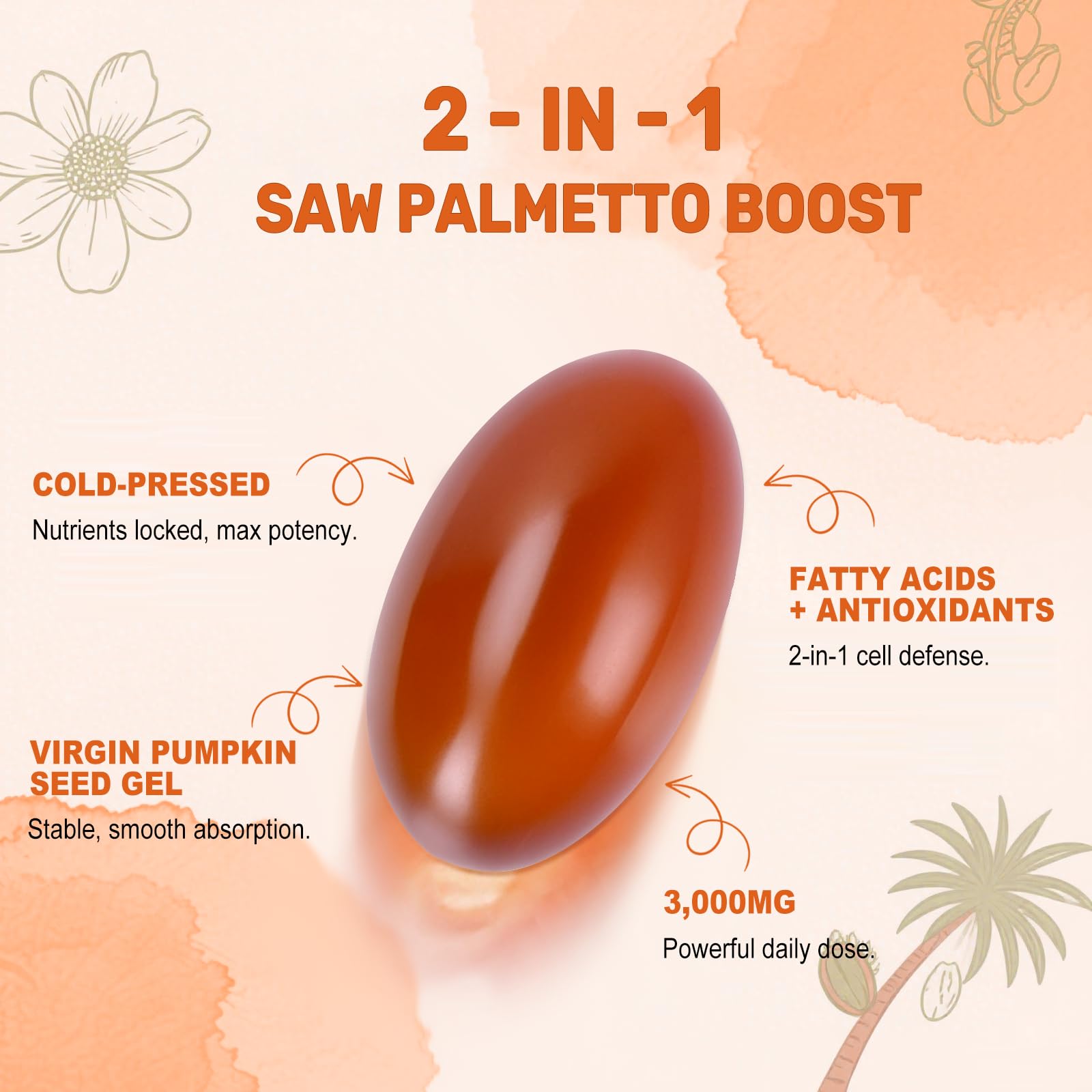 Pumpkin Seed Oil with Saw Palmetto, 300 Softgels — Amazon image 4