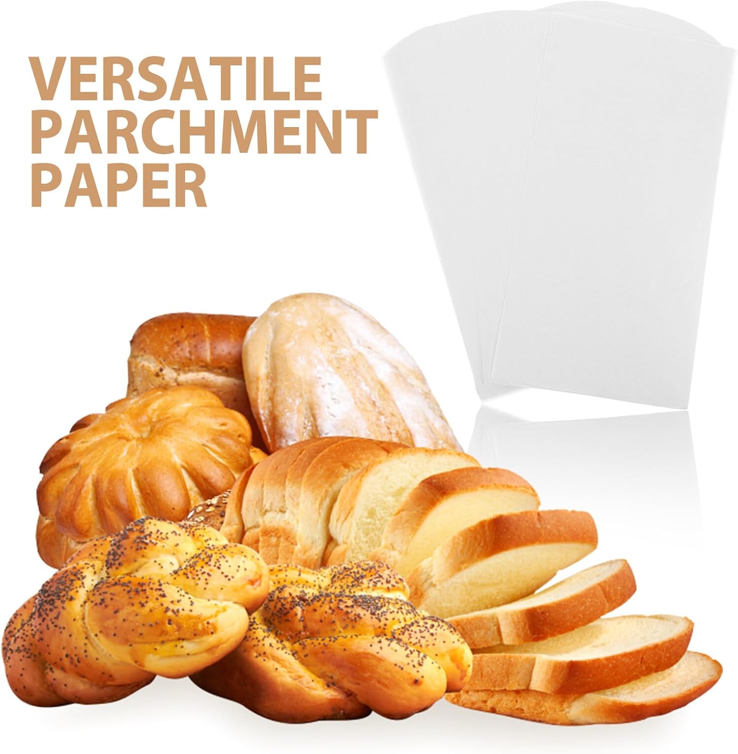 ibasenice 300 Sheets Pre-cut Parchment Paper Baking Pan Liner 34x17.8cm Non-stick Greaseproof Oven and Air Fryer Baking Sheets for Bread Cake and Daily Use