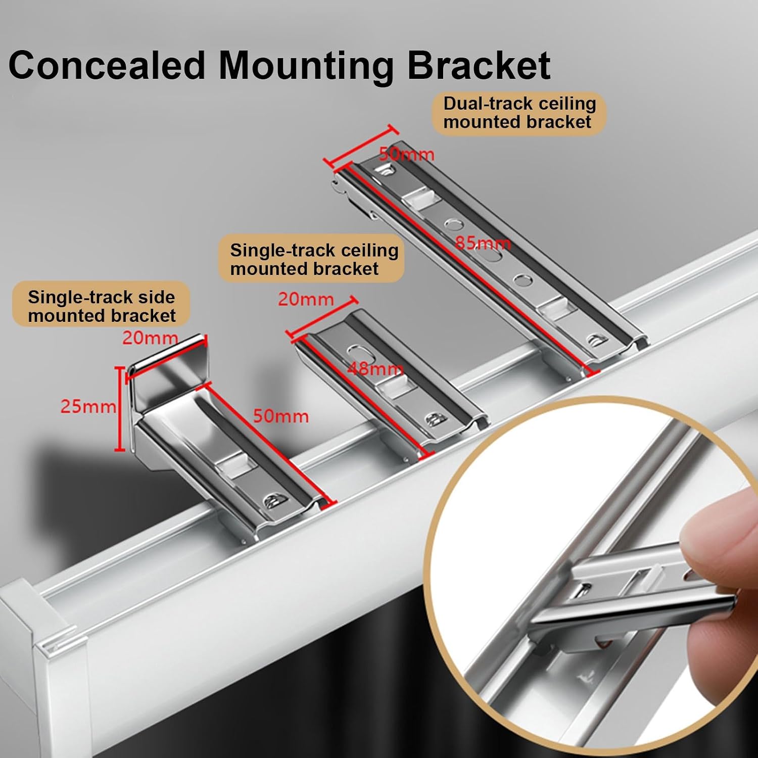 Heavy Duty Aluminum Ceiling Track Kit with Mounting Accessories for Bay Window or Balcony2.6M/8.5FT Curtain Rod for Privacy (White)