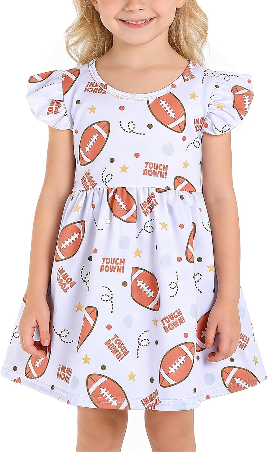 Toddler Girls Casual Dress Universe Black Print Dresses Flutter Sleeve Clothes 2-8Y