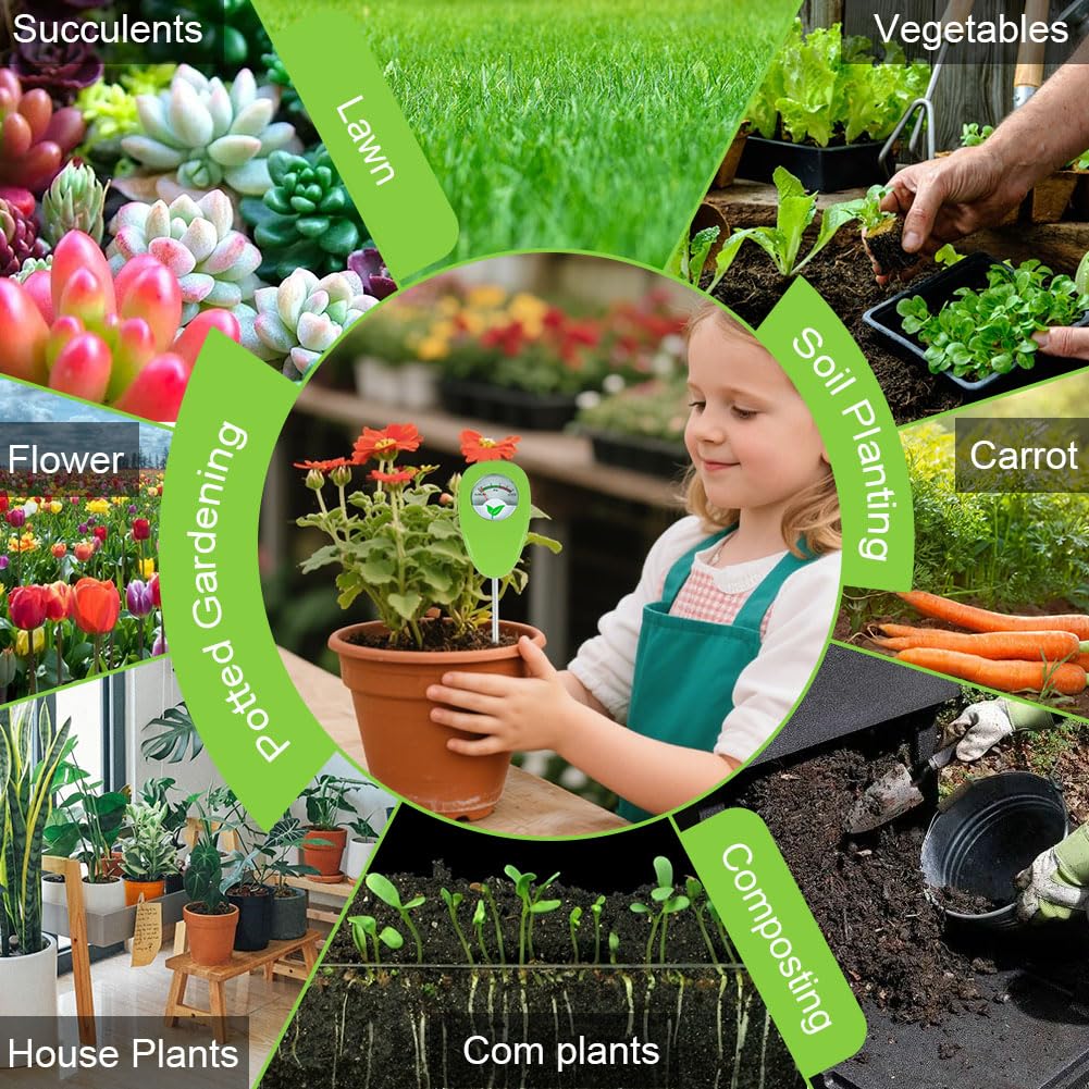 Medidor de pH del Suelo, Detector de pH de Precisión para Plantas, Medidor Portátil de pH del Suelo para el Cuidado de Jardines, Agricultura y Plantas de Interior y Exterior (No Requiere Pilas)