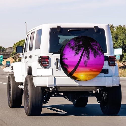 Miniatura 3 de Foruidea Cubierta de neumático de repuesto con silueta de palmera en la playa, para remolque, RV, SUV y muchos vehículos, 18 pulgadas