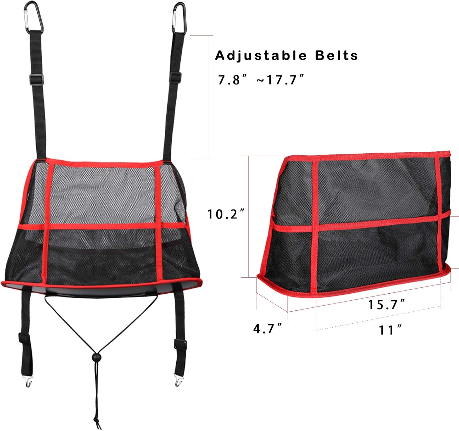 Car Net Pocket Handbag Holder with 3 Pockets, Car Purse Holder Between Seats, Mesh Car Backseat Organizer, Mesh Car Bag Holder, Car Storage Netting Pouch for Purse Cup Power Bank Storage (Black) Image