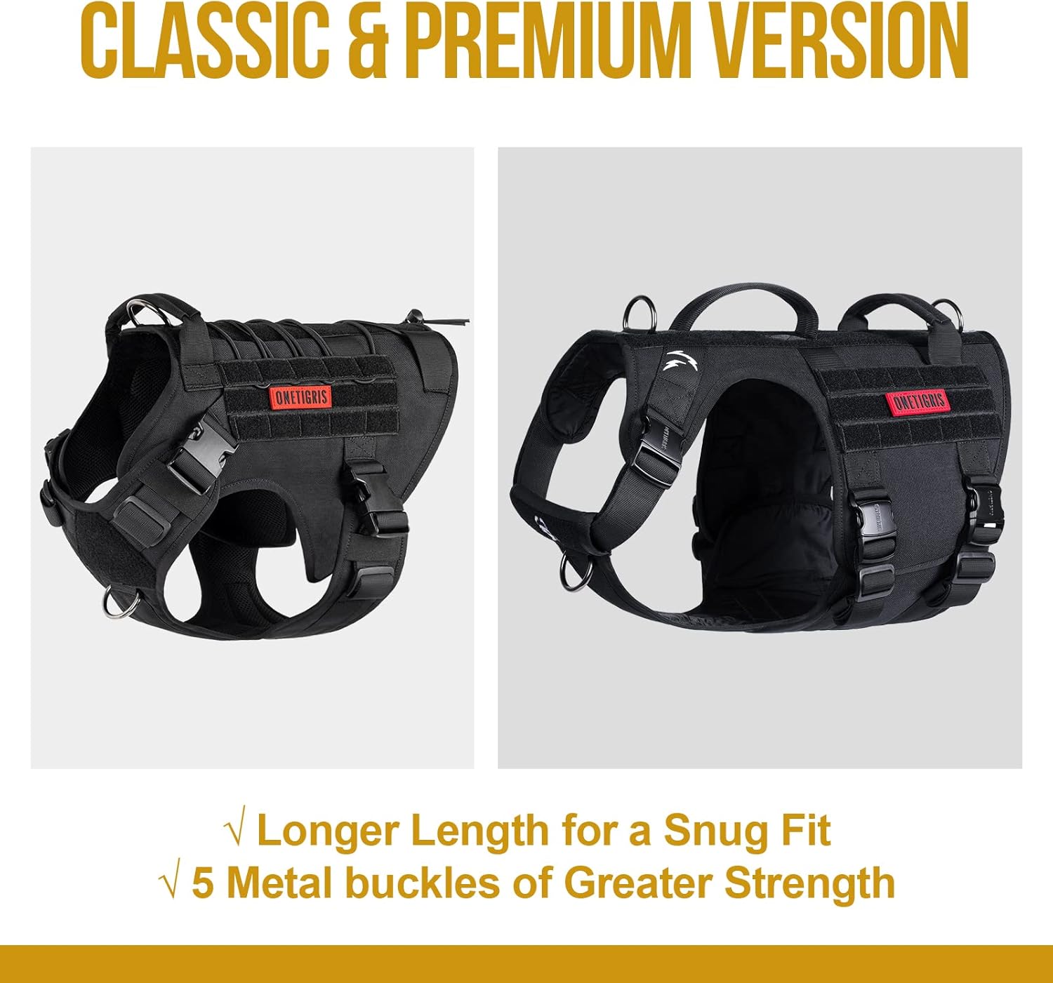 Buy Tactical Dog Harness with 5X Metal Buckle,Dog MOLLE Vest