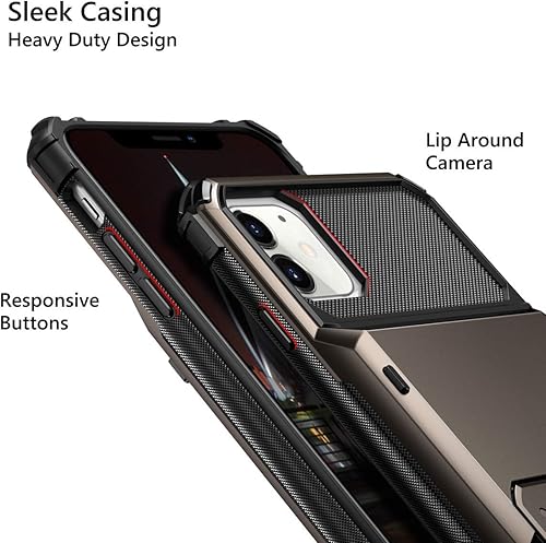 Miniatura 3 de Vofolen Funda para iPhone 11, cartera con 4 tarjeteros, ranura para identificación, puerta abatible, bolsillo oculto, antiarañazos, doble capa,