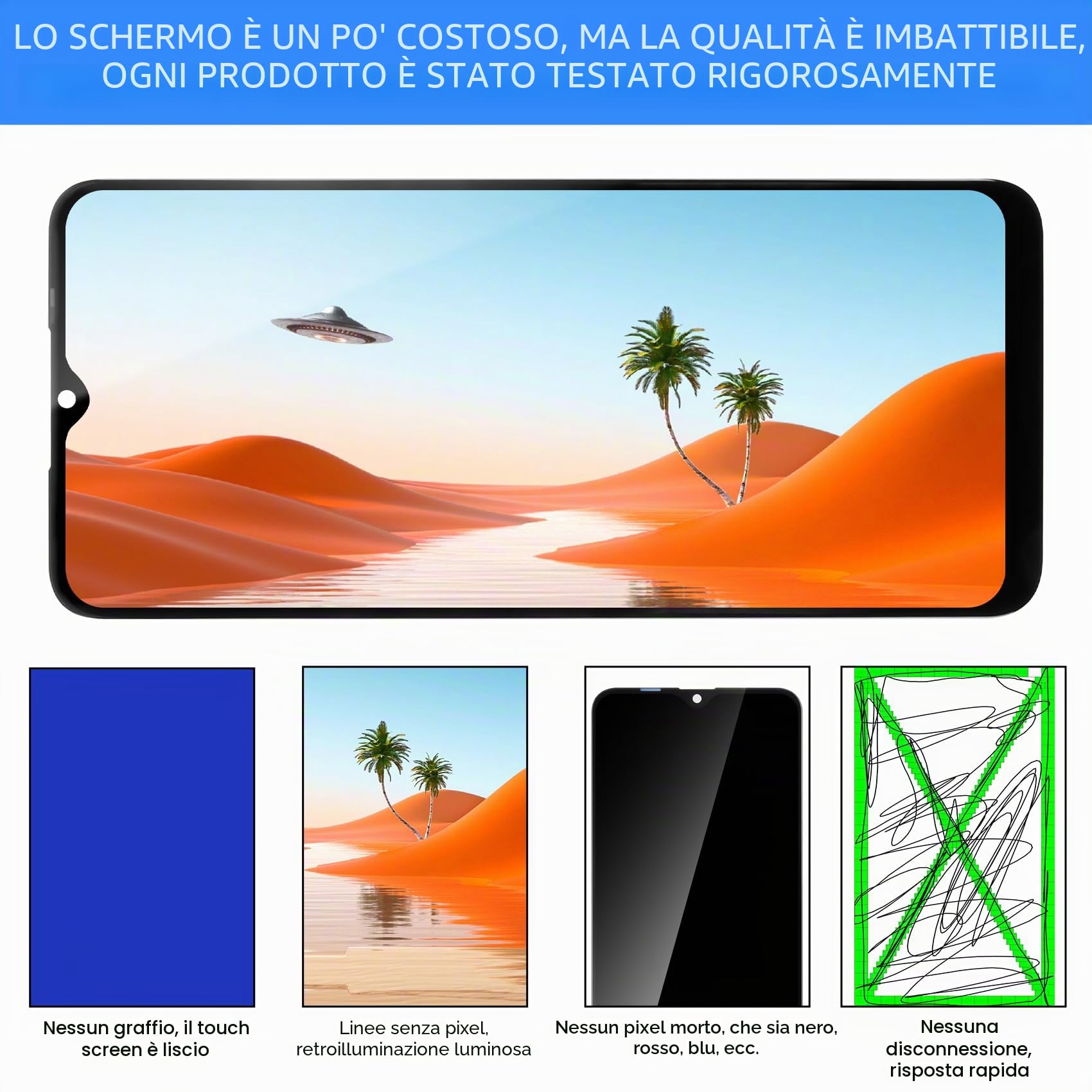 Schermo LCD TFT per Oppo A18 CPH2591 Schermo di ricambio per Oppo A18 Display LCD Digitizer Touch Assembly per OPPO A18 LCD Glass Repair Kit con strumenti (nero)