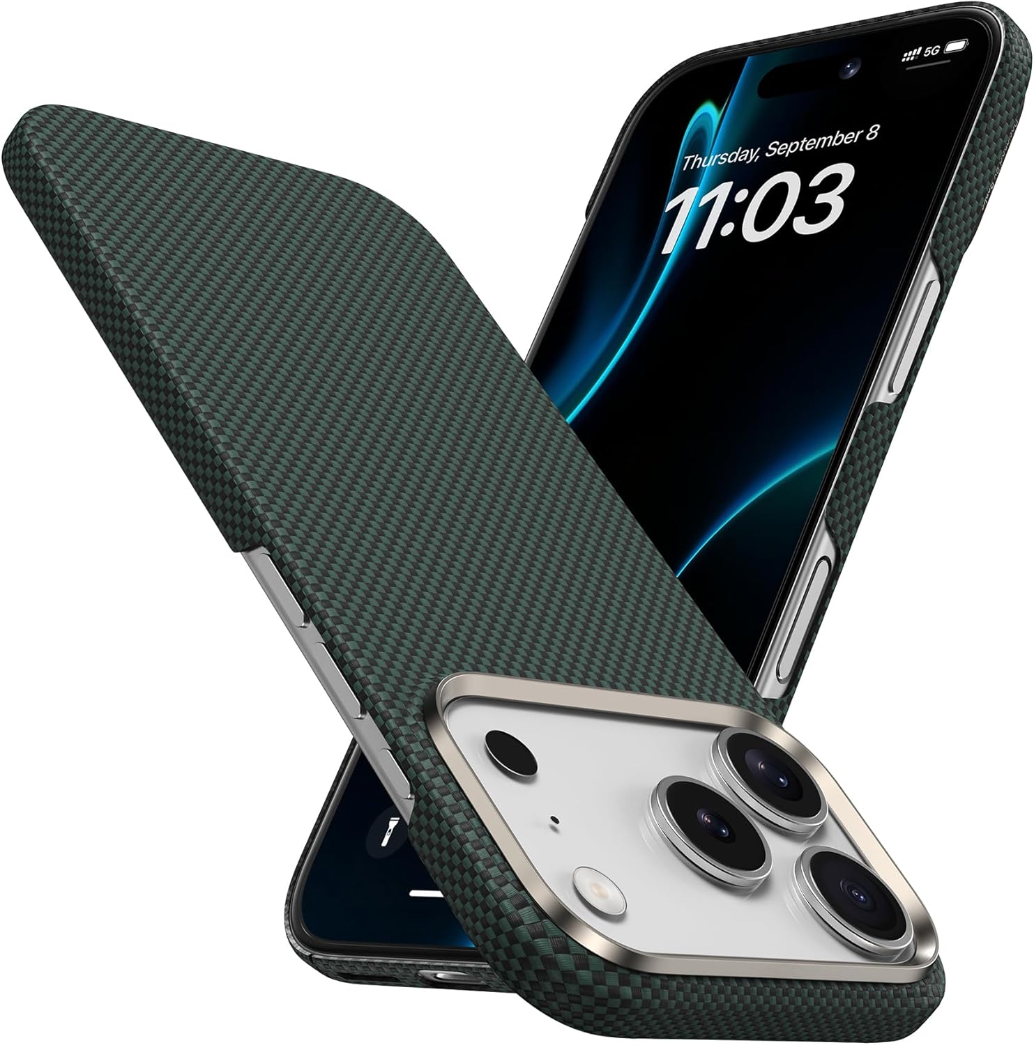 BENKS for iPhone 17 Pro Max Case, Compatible with Magsafe, ArmorTint ArmorAir Ultra Slim & Lightweight Minimalist Case Built with Dupont Kevlar 1000D Aramid Fiber, PolarLight Green